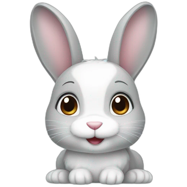 Cute gray and white bunny emoji