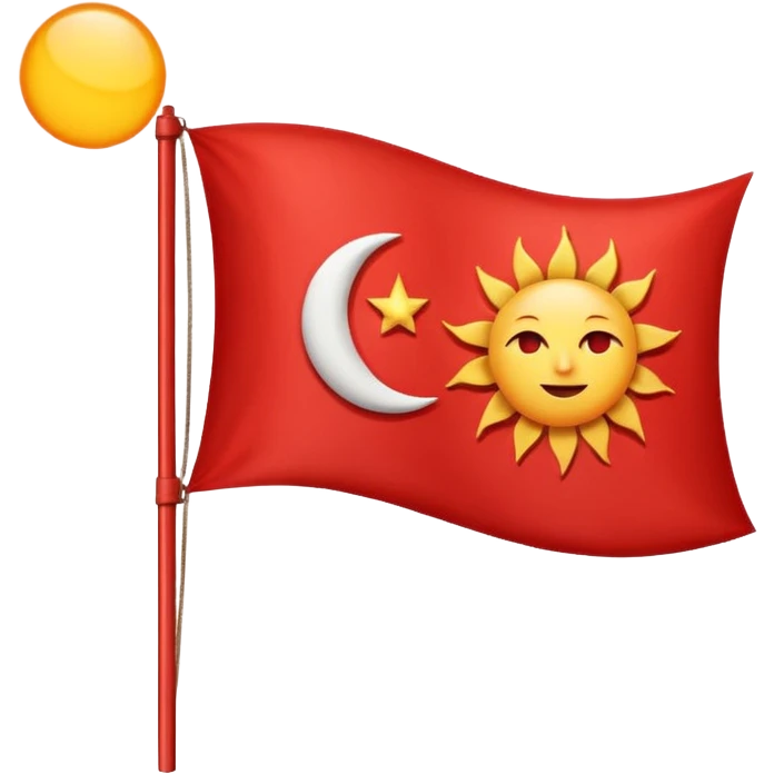 Creat sun and half moon symbol in red flag, flag like 🚩  emoji