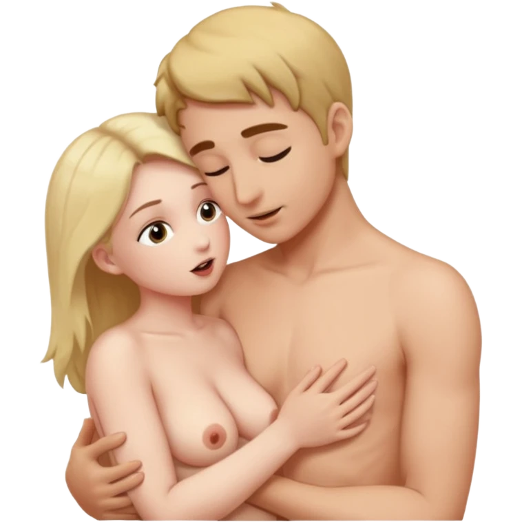 Male sucking female boobs with naked emoji