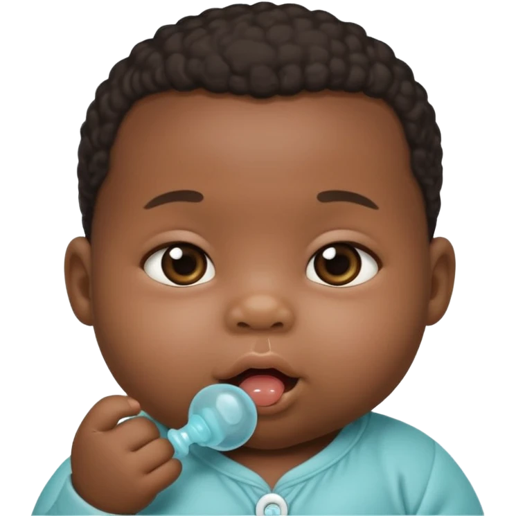Black newborn baby, pacifier in mouth emoji