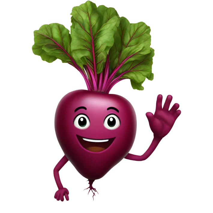 happy beetroot waving hand emoji