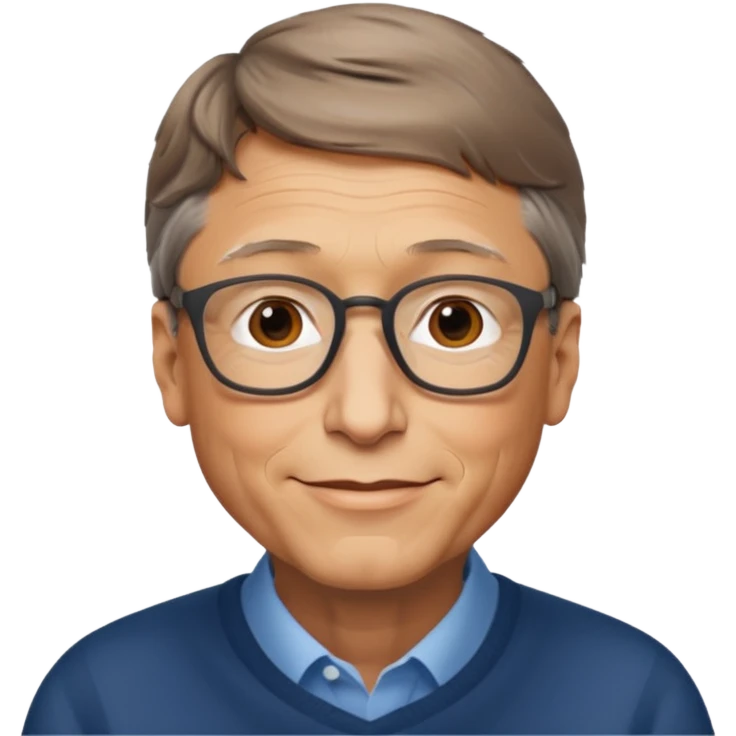 Bill Gates, iconic tech entrepreneur, portrait, apple style emoji, no background emoji