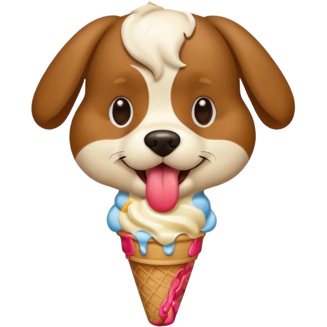 Dog eating ice cream emoji