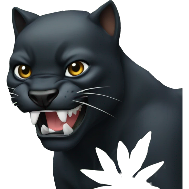 black pantera animal with a sharp tooth behind a bush emoji