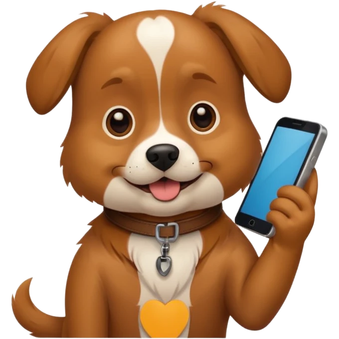 Pies z telefonem emoji