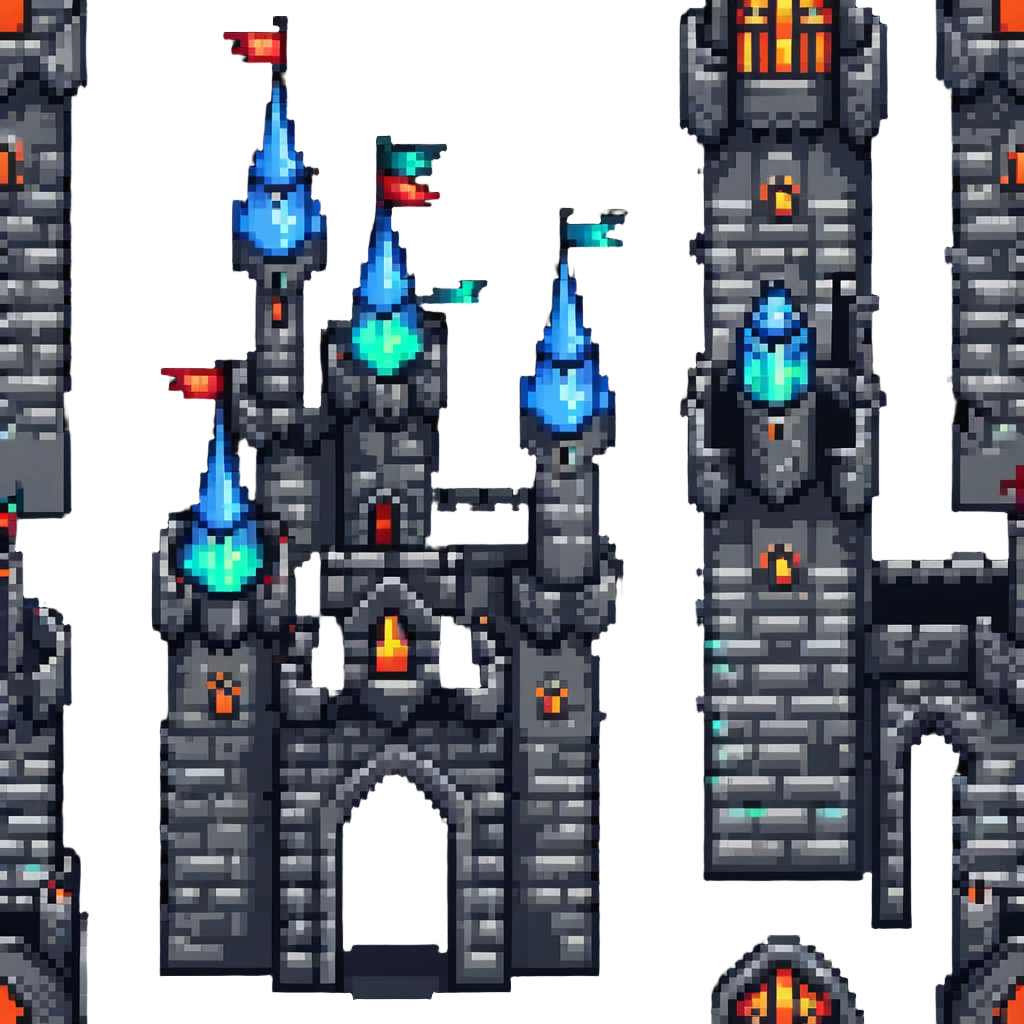fantasy castle with towers and glowing windows emoji