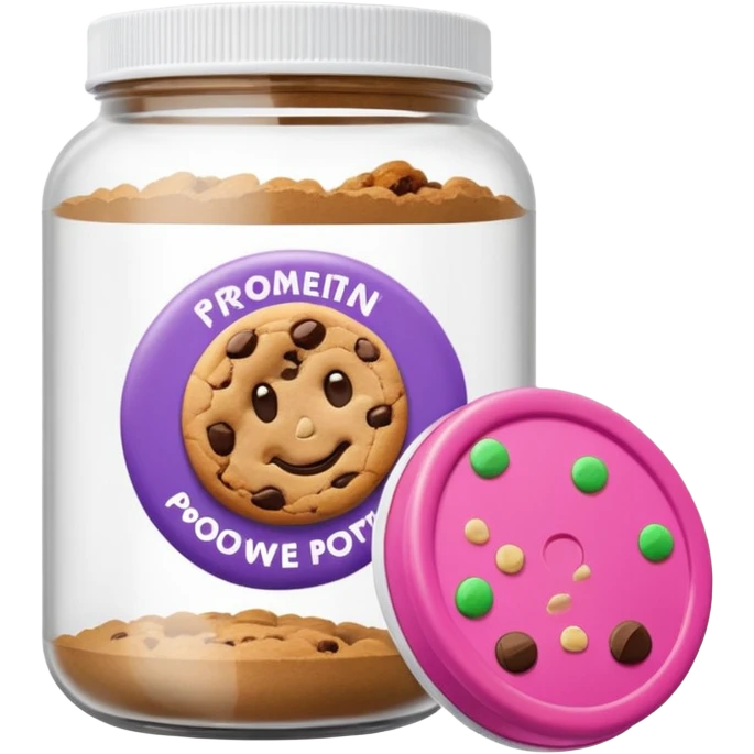 cookie protein powder jar labeled cookie picture icon emoji