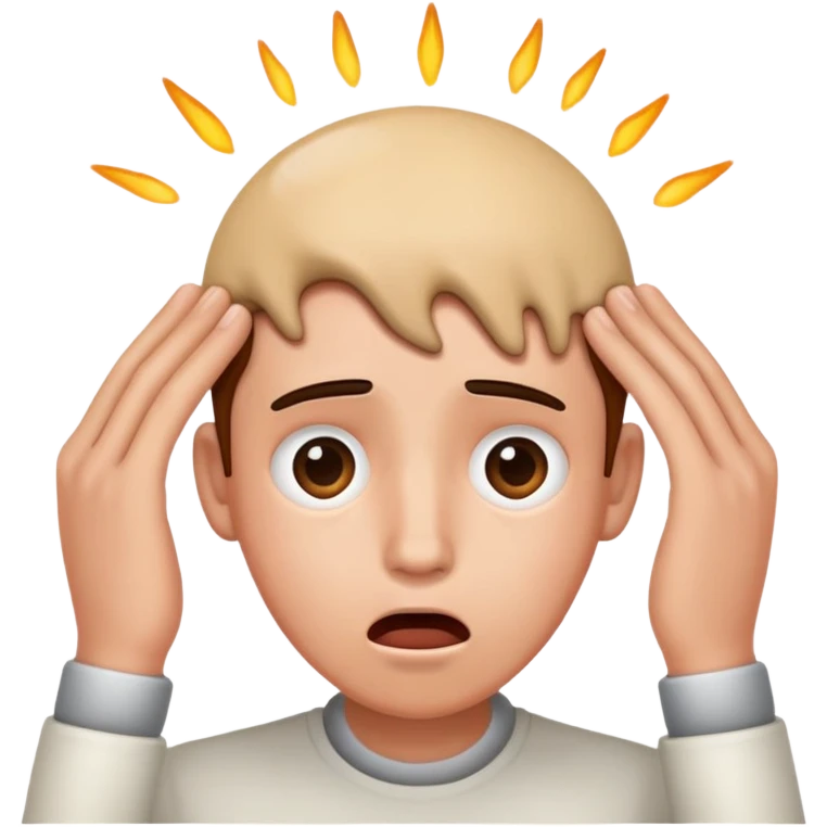 Holding head while shock emoji