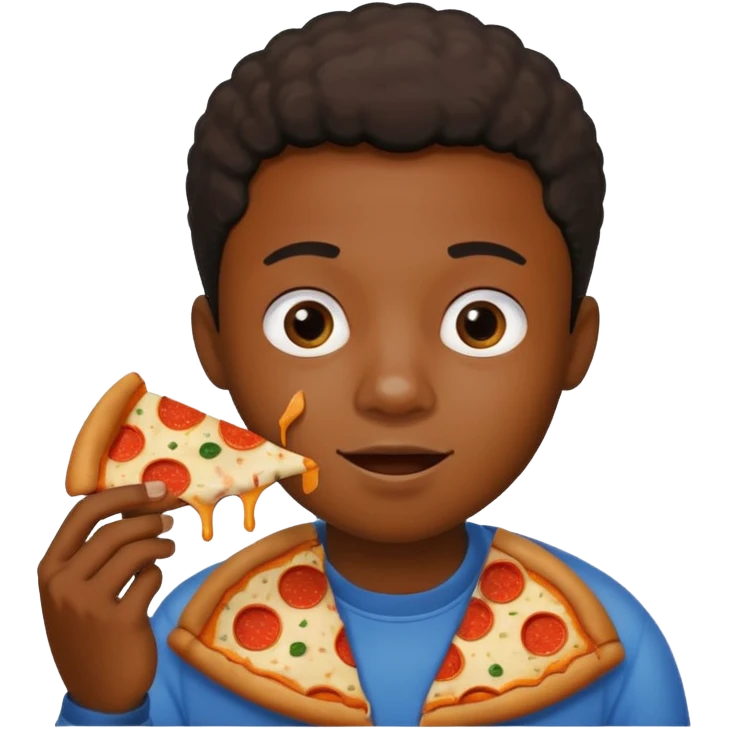 Black boy eating pizza emoji