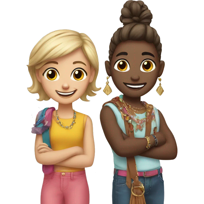 happy siblings with accessories emoji