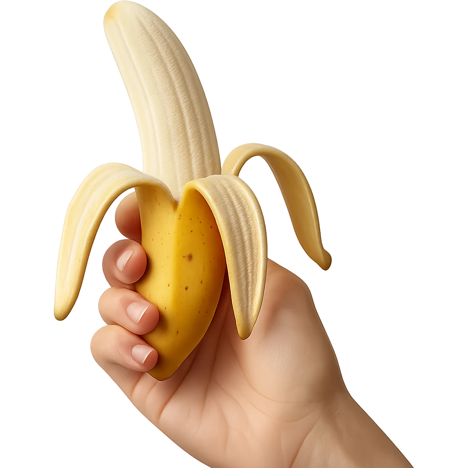 hand holding open banana emoji