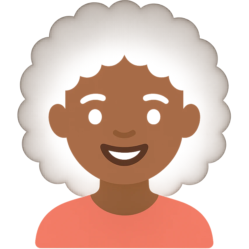 joyful Black girl with curly hair, smiling emoji