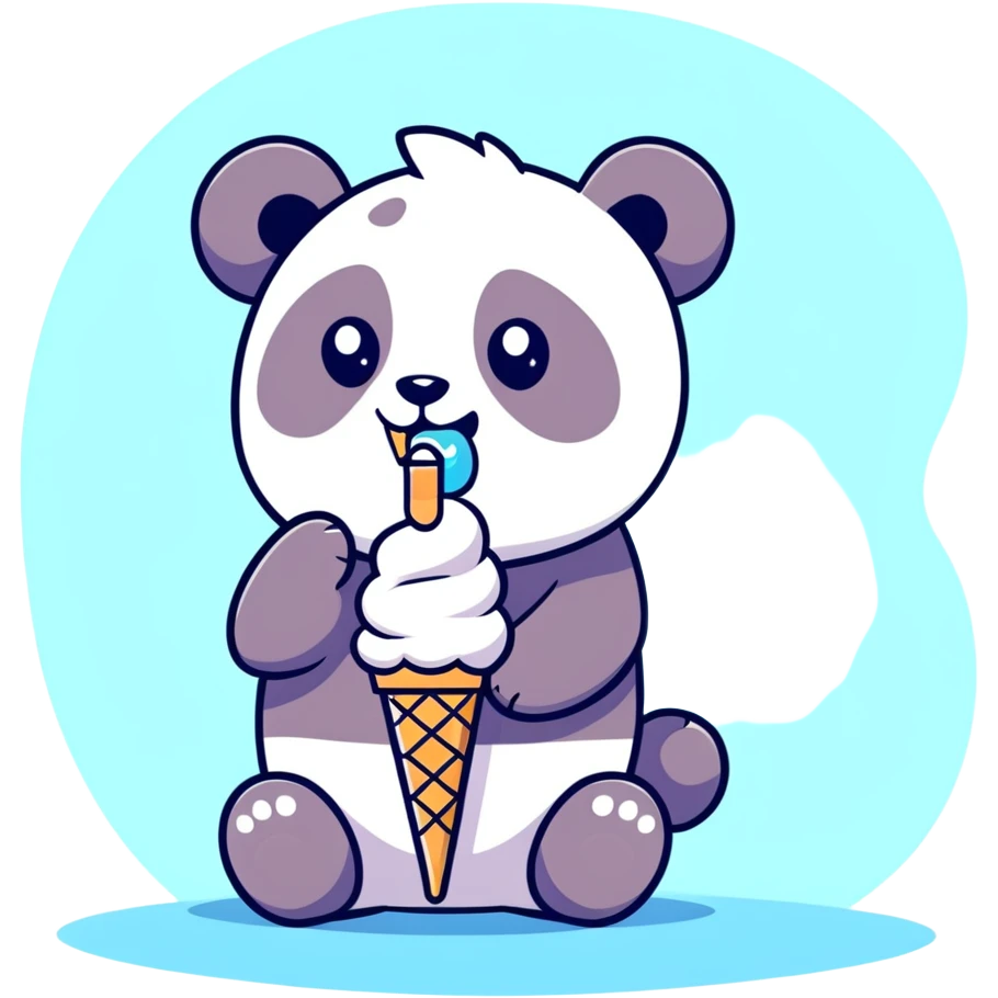 Panda eating ice cream emoji