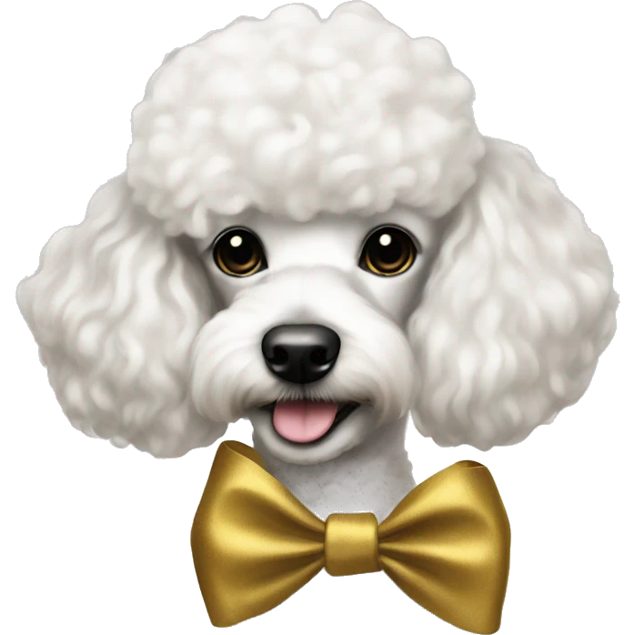 Black and gold bow on white poodle emoji