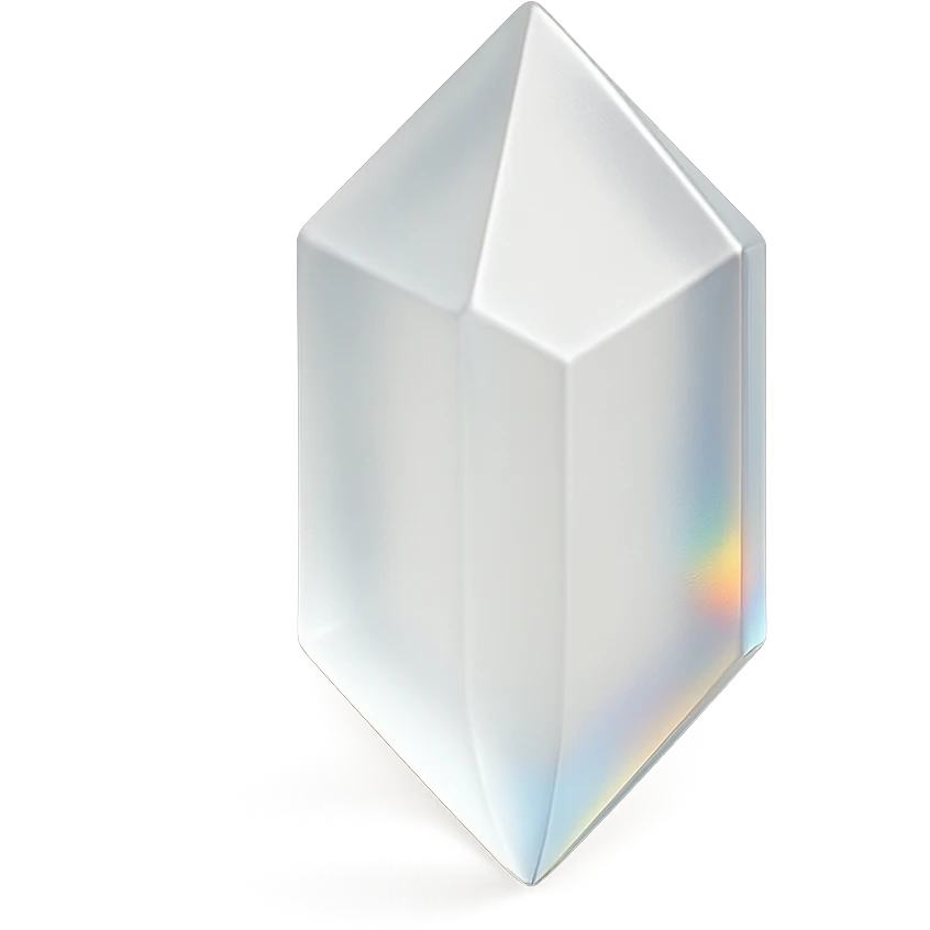 crystal icon with glass effect, 3D, prismatic rainbow highlights emoji