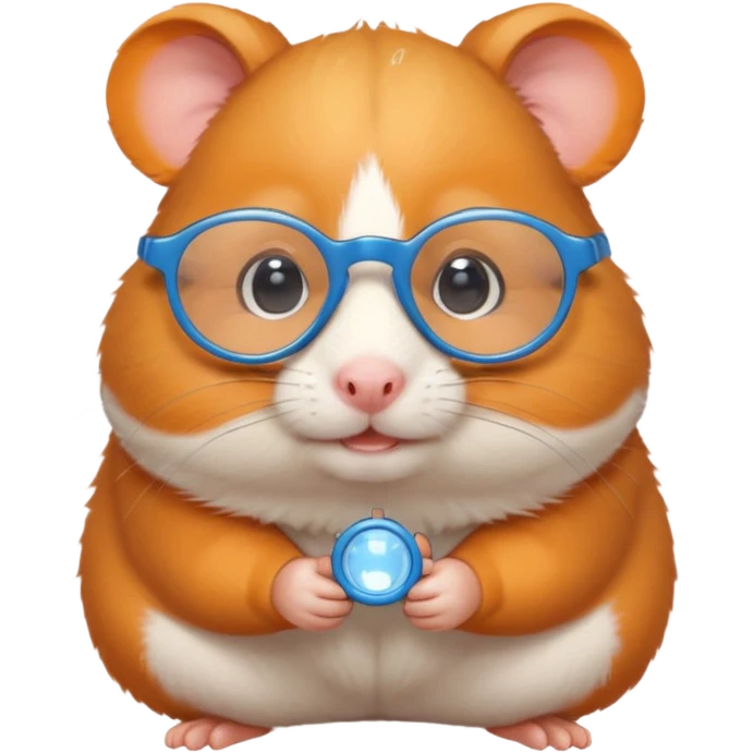 Orange Hamster with tiny blue glasses. emoji