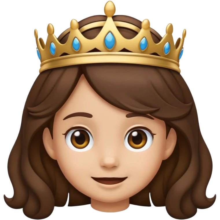 Créame un emoji de una niña de 5 años con el pelo castaño oscuro y ondulado, que lleve diadema, ojos marrones y sonriendo emoji