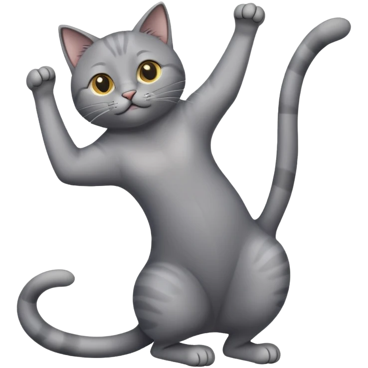 gray cat stretching emoji