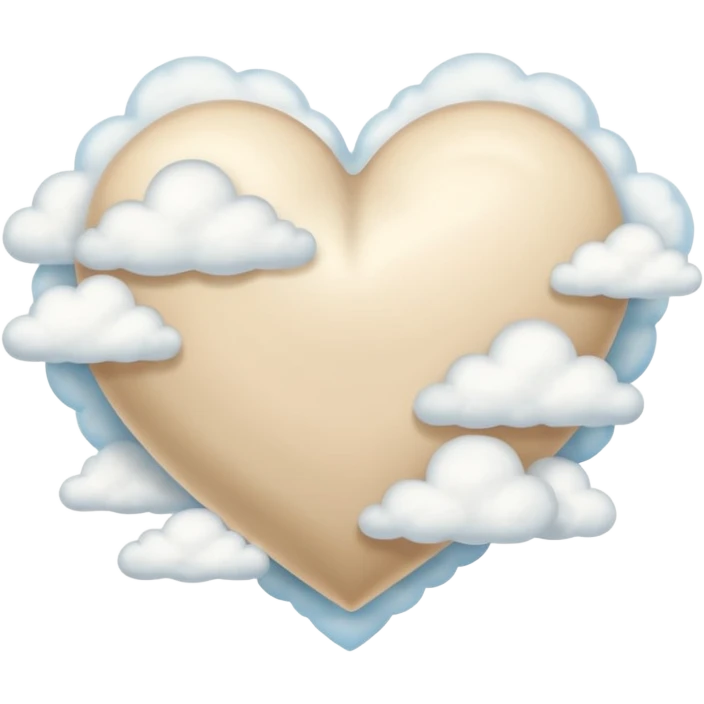 Soft beige heart with clouds emoji