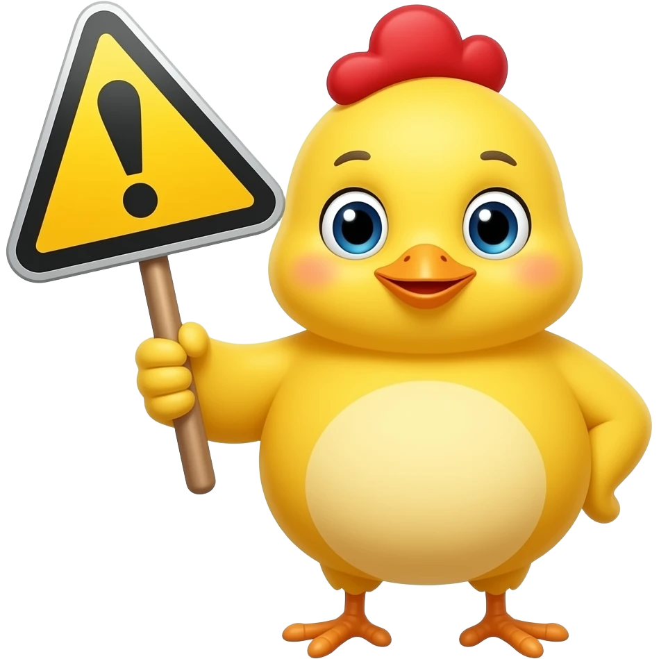 yellow chick holding warning sign emoji