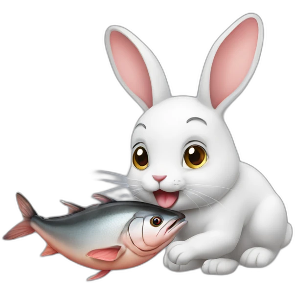 Rabbit holding a tuna fish emoji