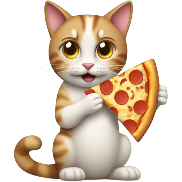 Cat eating pizza emoji