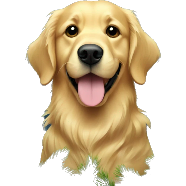 christmas golden retriever with christmas tree  emoji