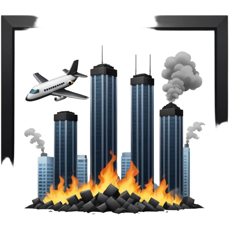 2 skyscrapers and the plane that crashed into them. emoji