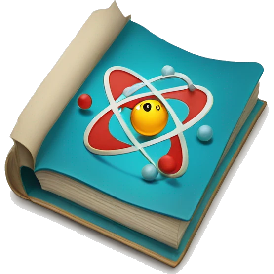 open book with scientific symbol atom emoji