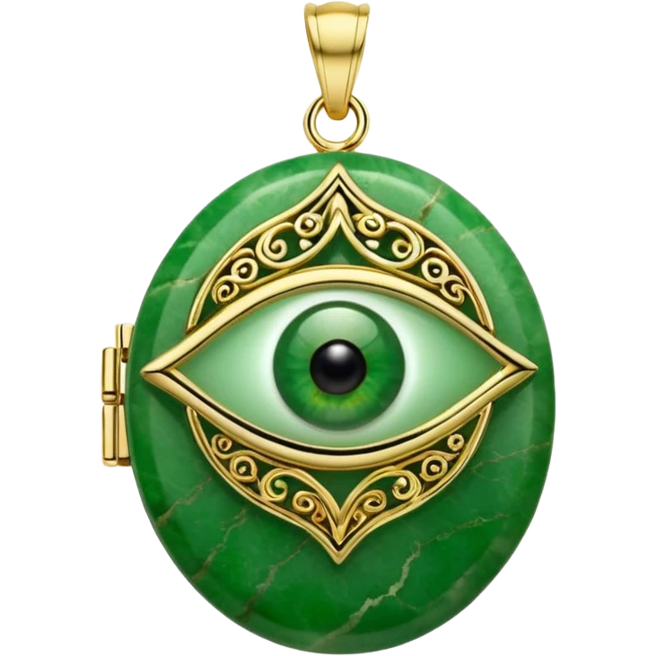 Eye shaped green locket  emoji