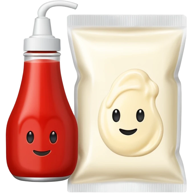 una bustina monoporzione di maionese e una ketchup da 10 ml emoji