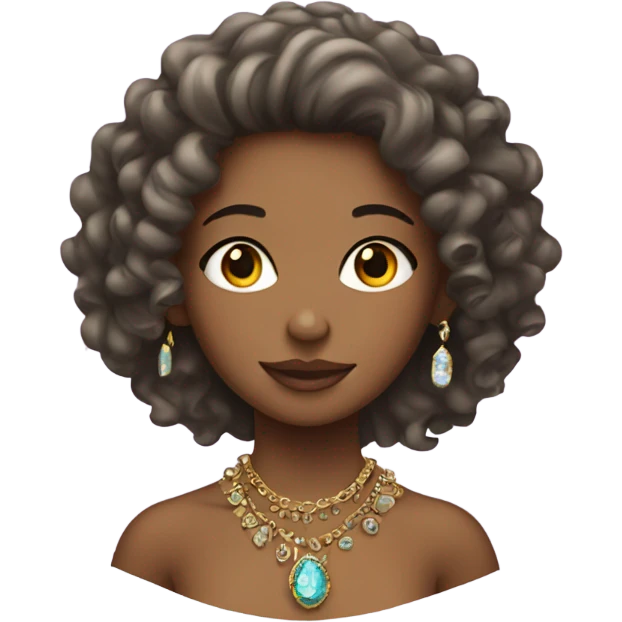 girl with curly hair and jewelry indoors emoji