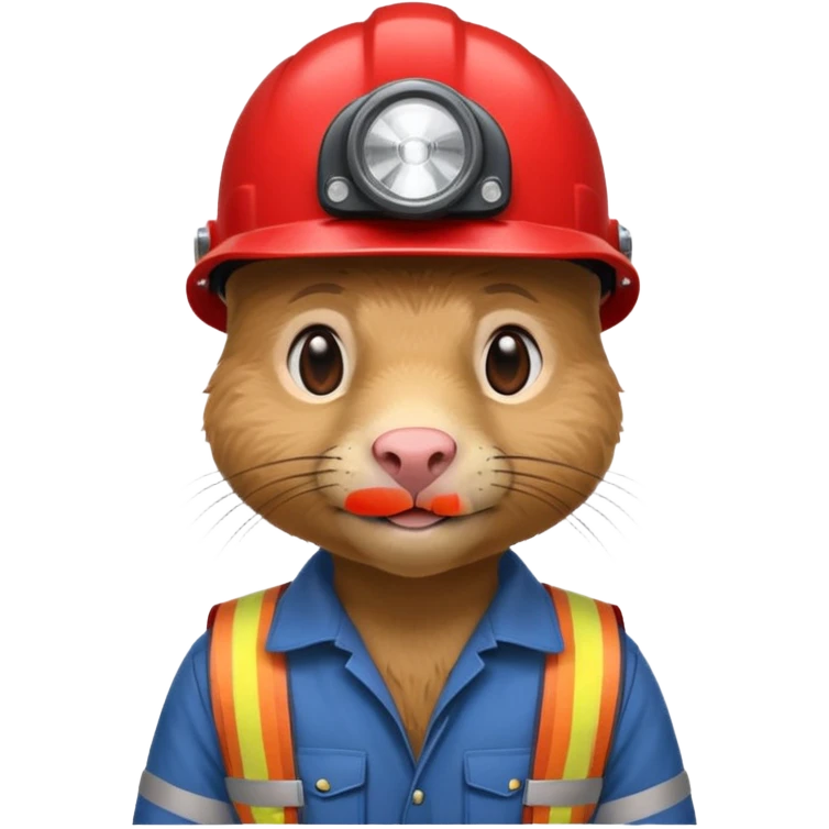 a mole rat, red helmet, headlamp, worker cloth emoji
