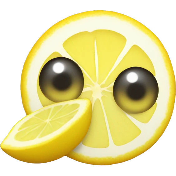 A lemon slice emoji with big cute happy eyes emoji