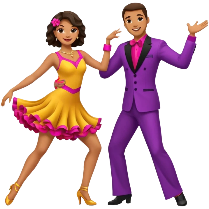 Latin dance couple in movement dancing the cha cha cha emoji