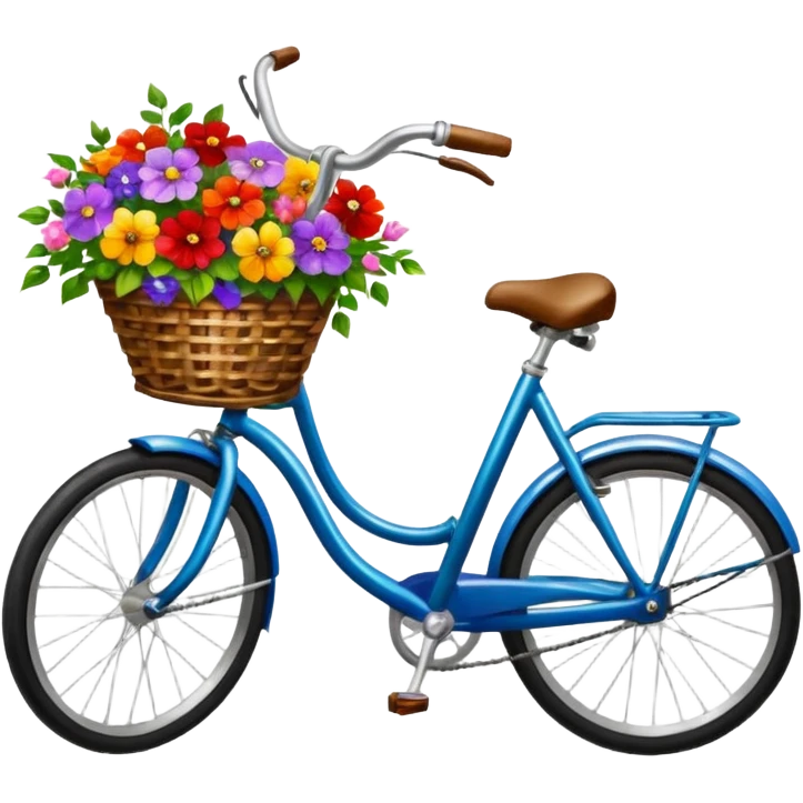 bicycle with a basket of flowers, Afremov style emoji