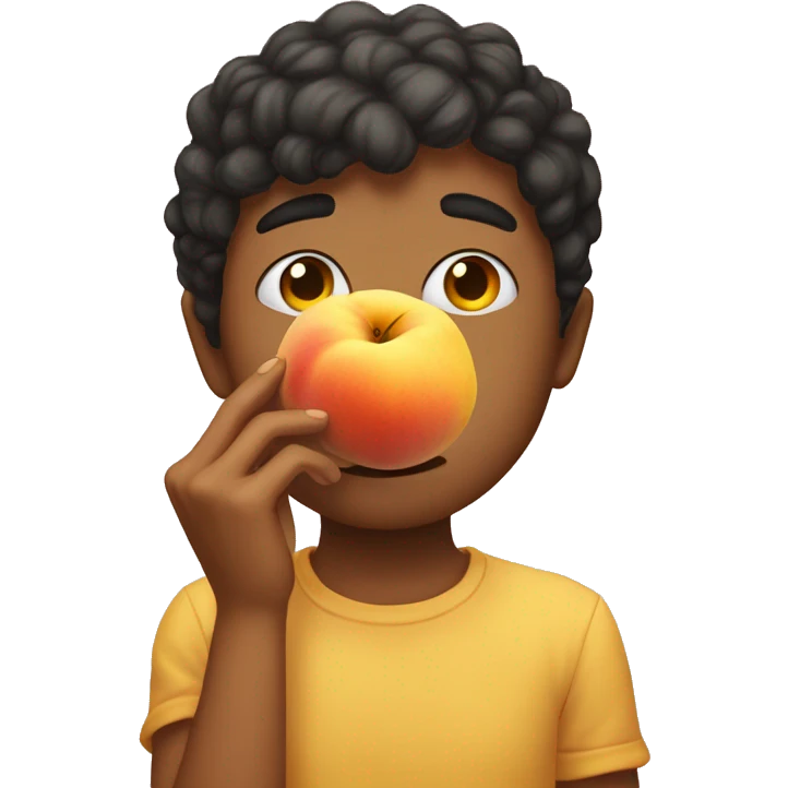 Sad eyes, pouting lips, hands holding big yellow peach emoji