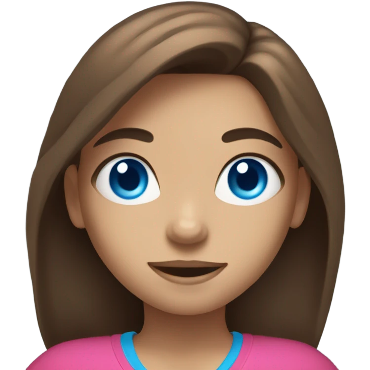 girl with long brown hair,  bright blue eyes, lifting weights emoji