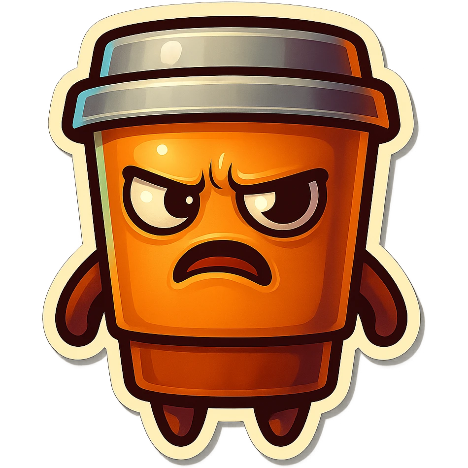 Tall coffee cup, annoyed, disturbed, disgusted emoji