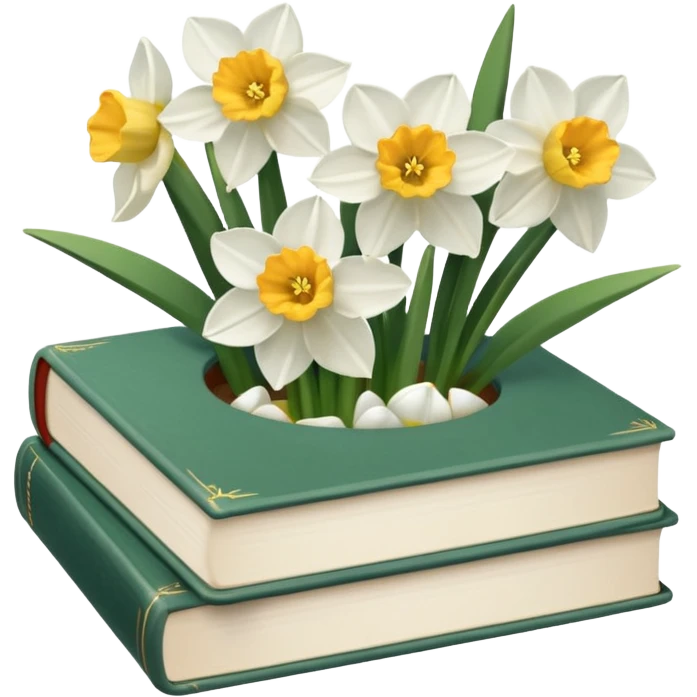 books + flowers narcissus  emoji