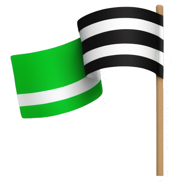 3 horizontal lines  flag green white and black in a stick  emoji