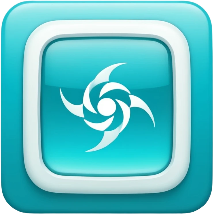a Tiny compressed Stylized light-turquoise wind wind symbol inside a gradient white square icon, light turquoise borders emoji