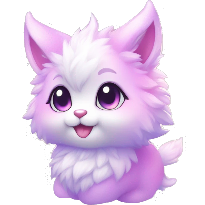 Kawaii cute gorgeous colorful sparkly bright light pastel lilac-pink-white-gradient fantasy ethereal fursona animal creature emoji