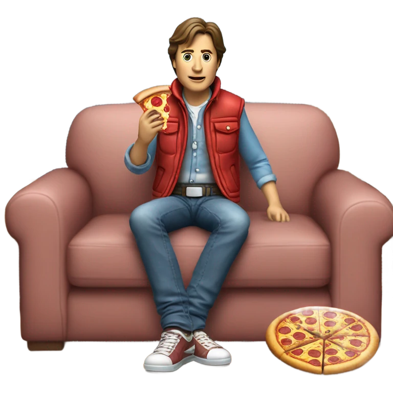 Marty McFly eating pizza  emoji