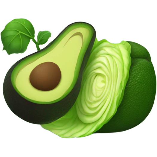 avocado taking picture of cabbage emoji