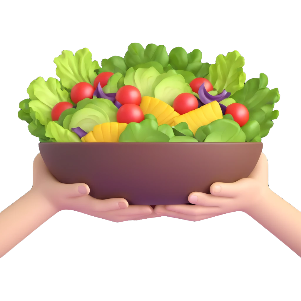 hands holding a salad bowl emoji
