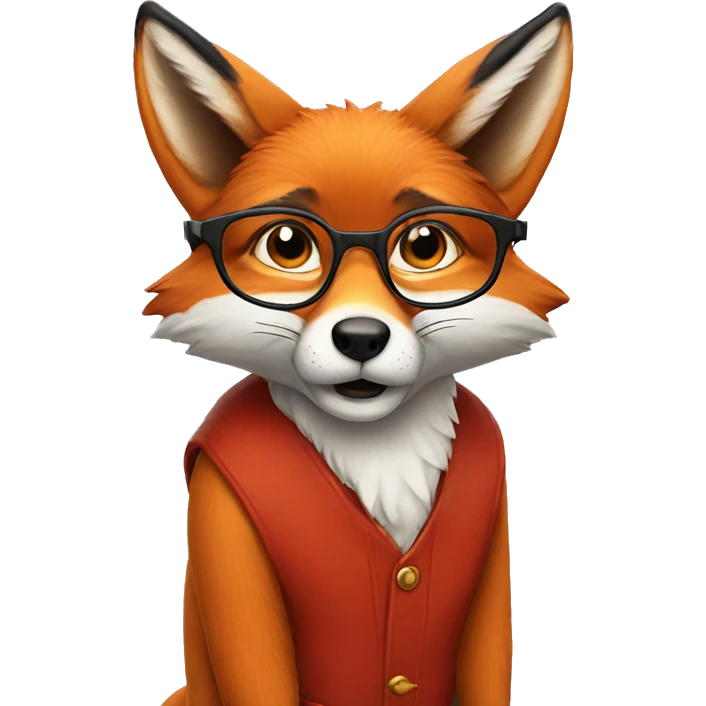 A fox wearing lapcot and his glasses emoji