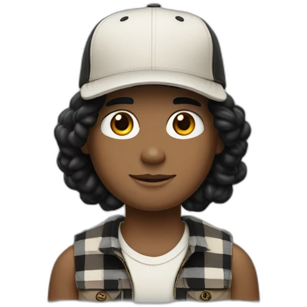 guy with white skin burberry cap and black mid-length hair emoji
