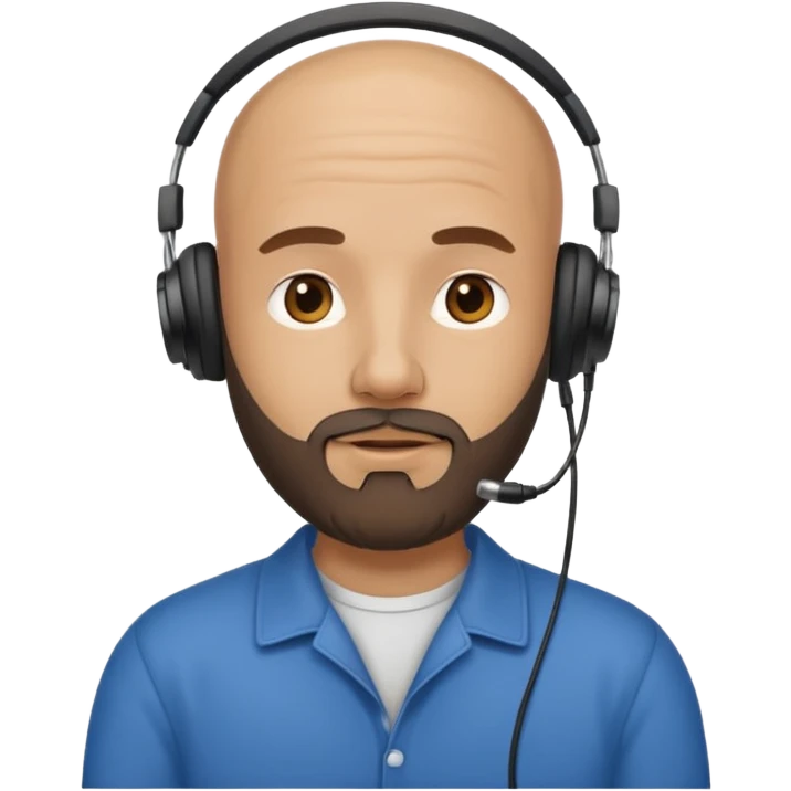 Bald man with earphones and beard  emoji