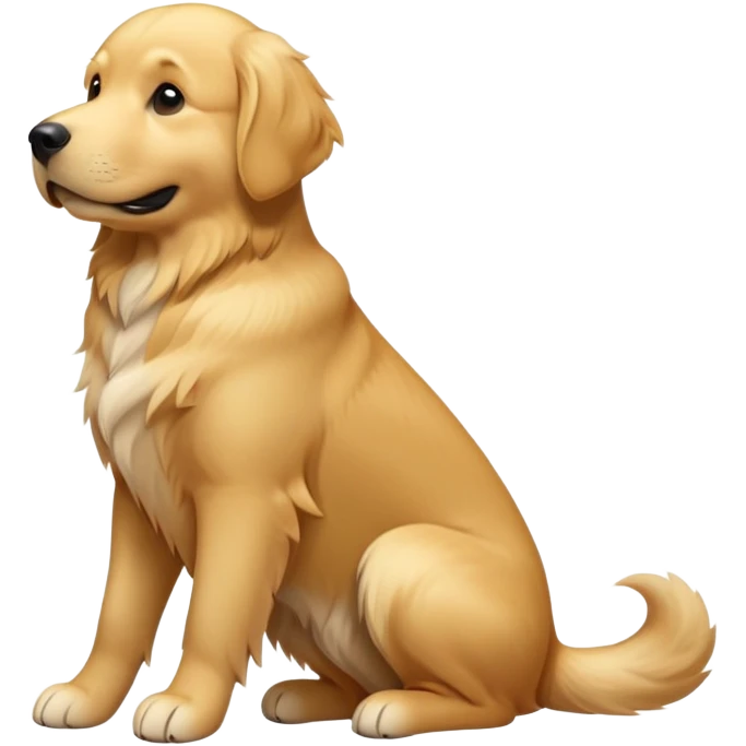 cinematic-[golden retreiver]-realistic-full-body-sitting-emoji,-tail-resting-loosely-beside-its-paws,-head-tilted-dramatically,-sleek-[golden]-fur,-simplified-yet-realistic-focused-features,-highly-detailed,-glowing-with-an-almost-sarcastic-glow emoji